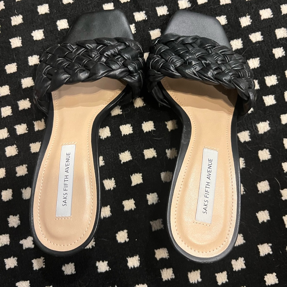 Sexy kitten heeled braided leather mules